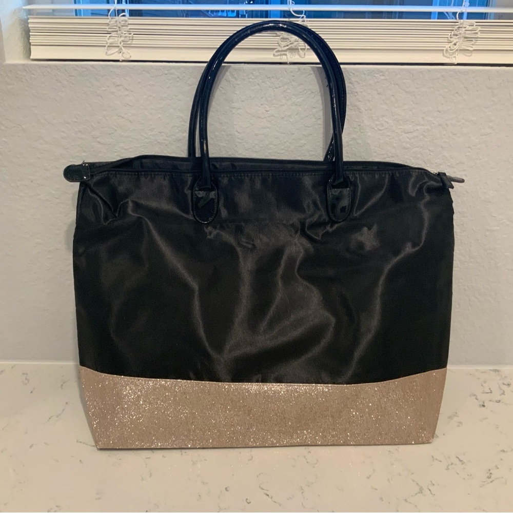 New Ulta Beauty Black Gold Nylon Tote Bag Purse